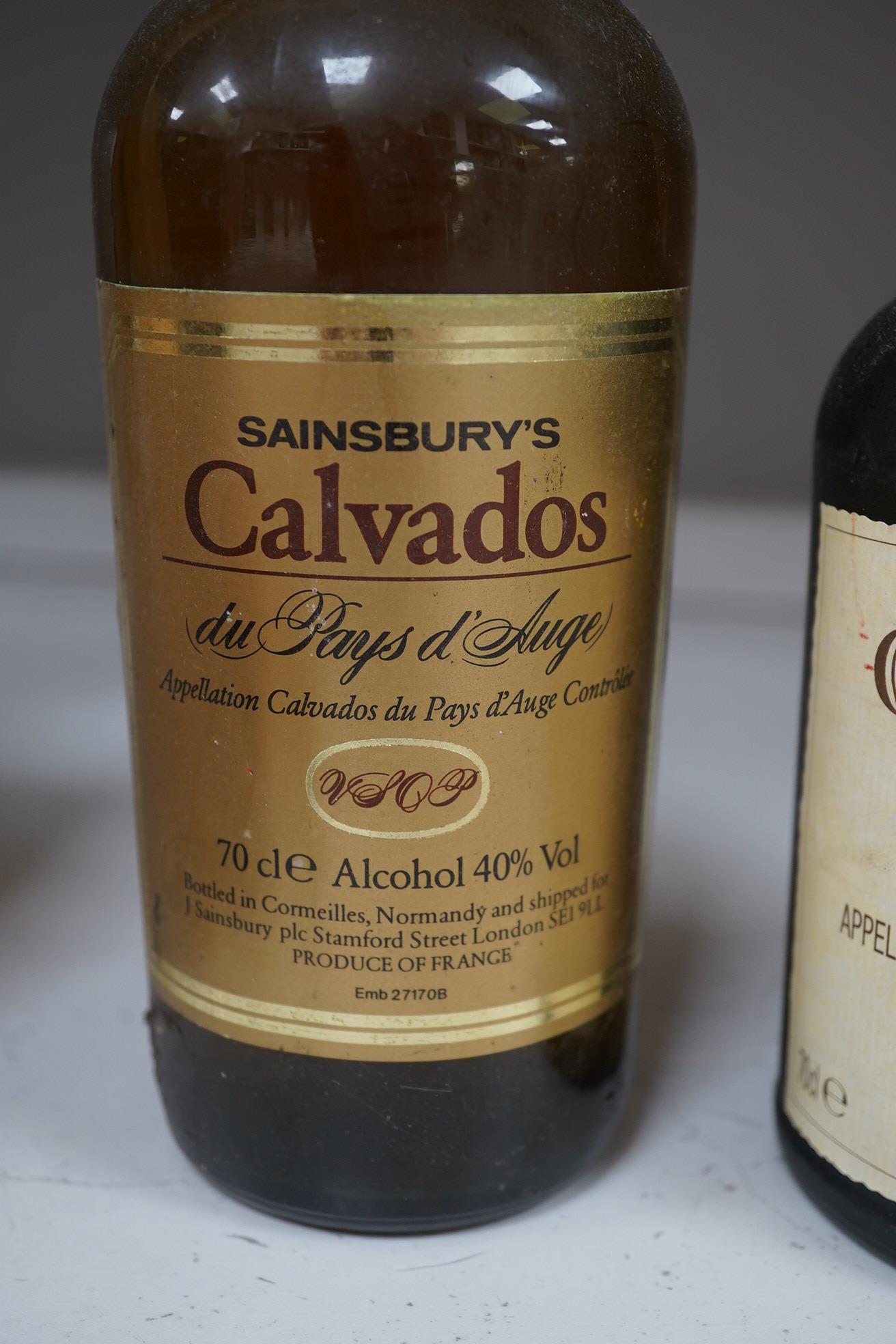 Five various bottles of Calvados, including a boxed Paul Magloire and boxed Busnel. Condition - unknown storage